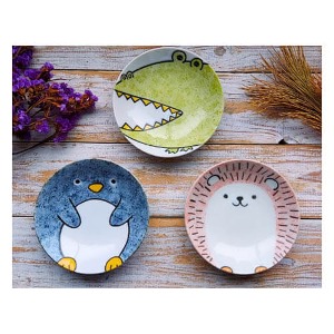 귀여운 동물접시 3개셋트 (펭귄,악어,고슴도치)-일본직구 바리바리몰