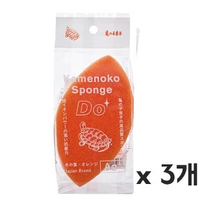 카메노코  수세미 나뭇잎스펀지 오렌지 3개셋트-일본직구 바리바리몰